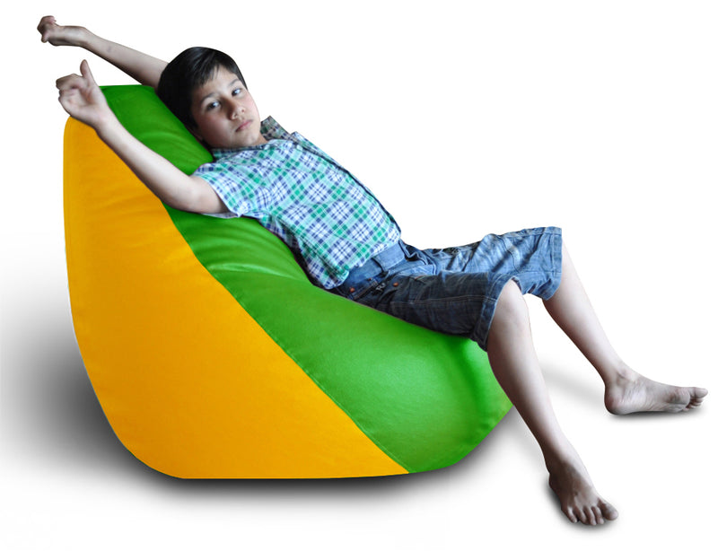 Style Homez Premium Leatherette Classic Bean Bag Size XXL Green Yellow Color, Cover Only