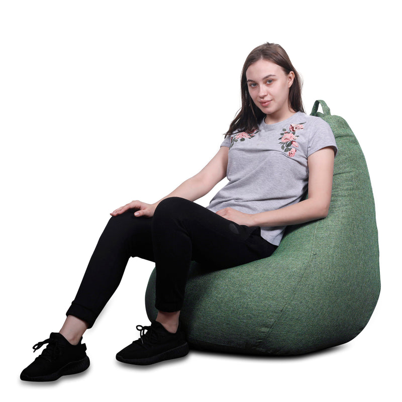 Style Homez ORGANIX Collection, Classic Bean Bag XXL Size Green Color in Organic Jute Fabric, Cover Only