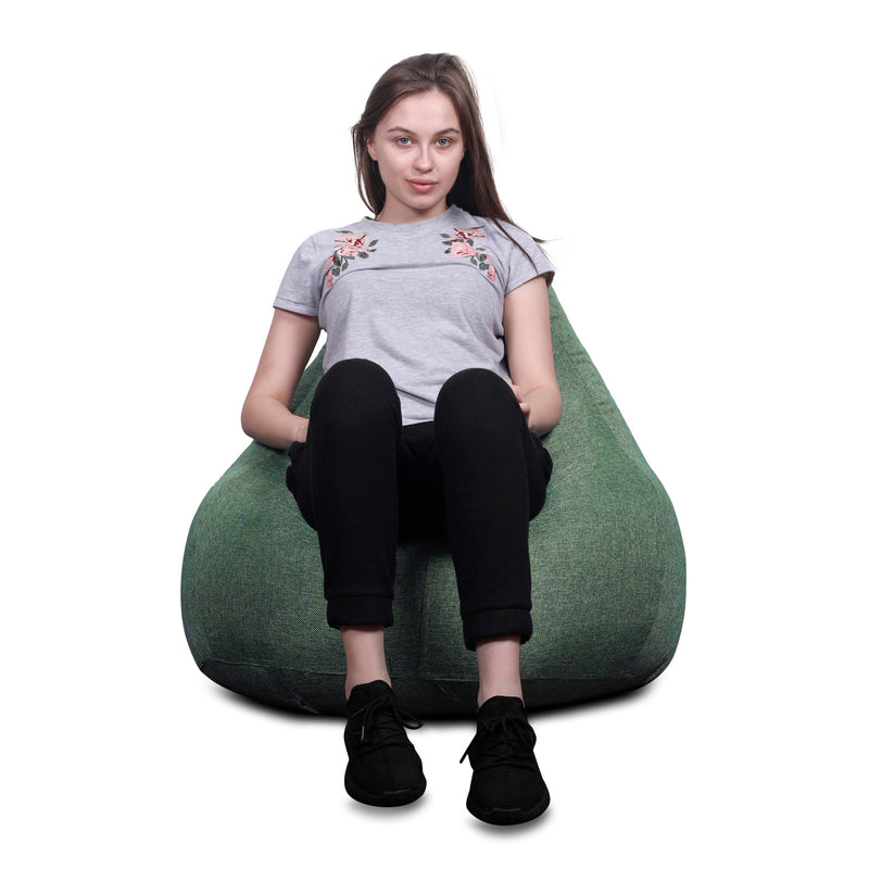 Style Homez ORGANIX Collection, Classic Bean Bag XXL Size Green Color in Organic Jute Fabric, Filled with Beans Fillers