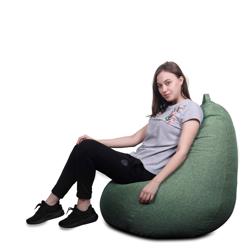 Style Homez ORGANIX Collection, Classic Bean Bag XXL Size Green Color in Organic Jute Fabric, Filled with Beans Fillers