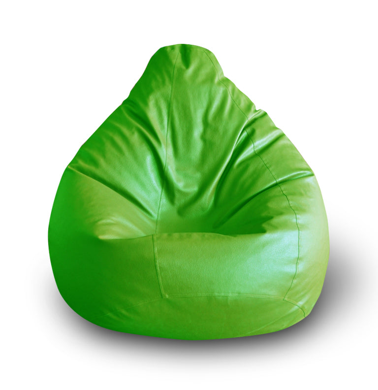 Style Homez Premium Leatherette Classic Bean Bag XXL Size Green Color Filled with Beans Fillers