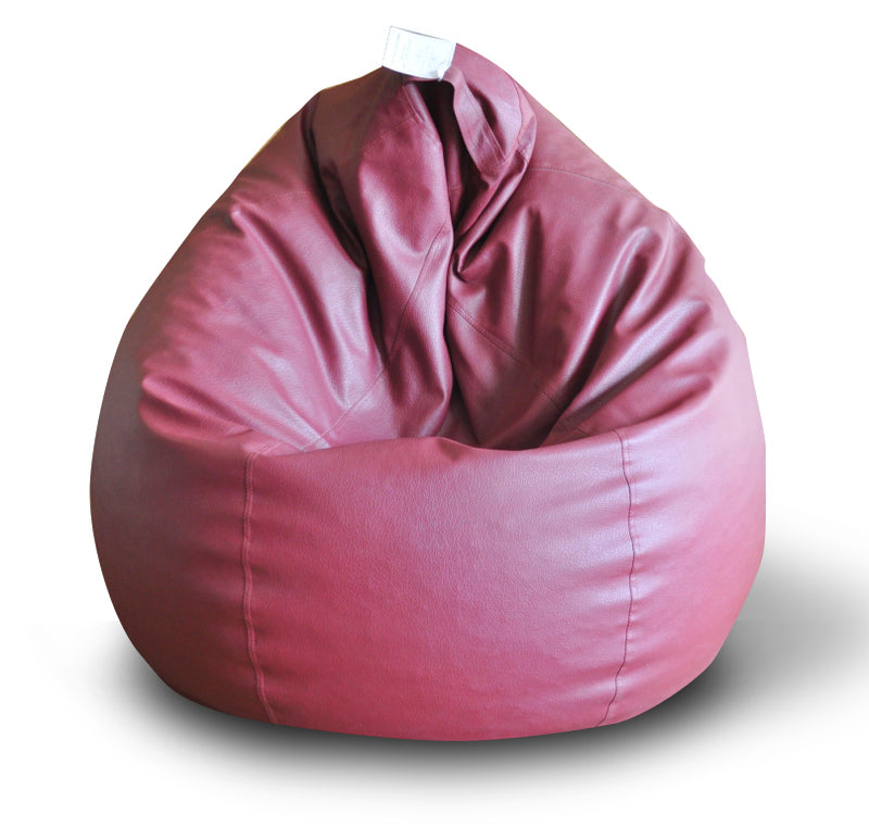 Style Homez Premium Leatherette Classic Bean Bag XXL Size Maroon Color Filled with Beans Fillers