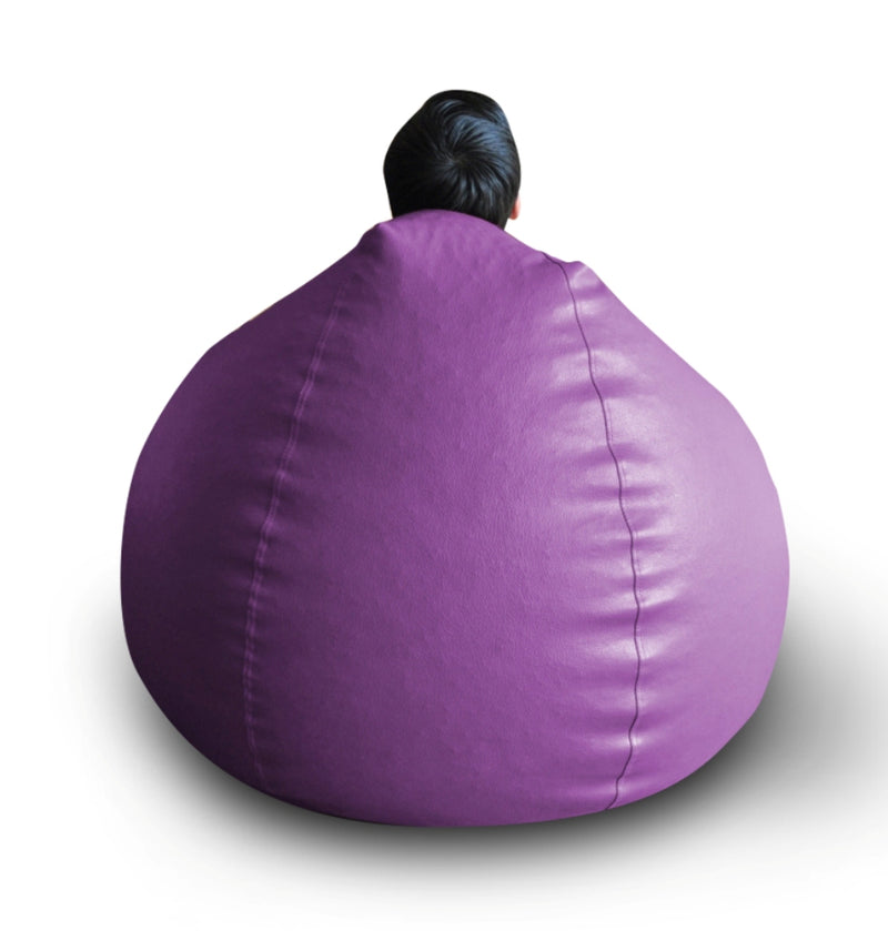 Style Homez Premium Leatherette Classic Bean Bag XXL Size Purple Color Filled with Beans Fillers