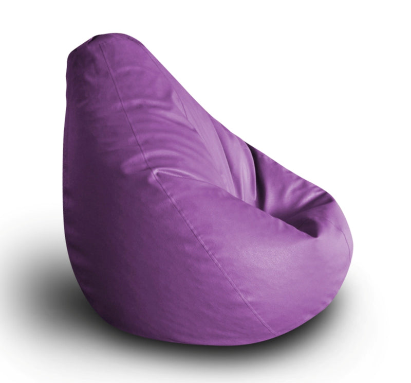 Style Homez Premium Leatherette Classic Bean Bag XXL Size Purple Color Filled with Beans Fillers