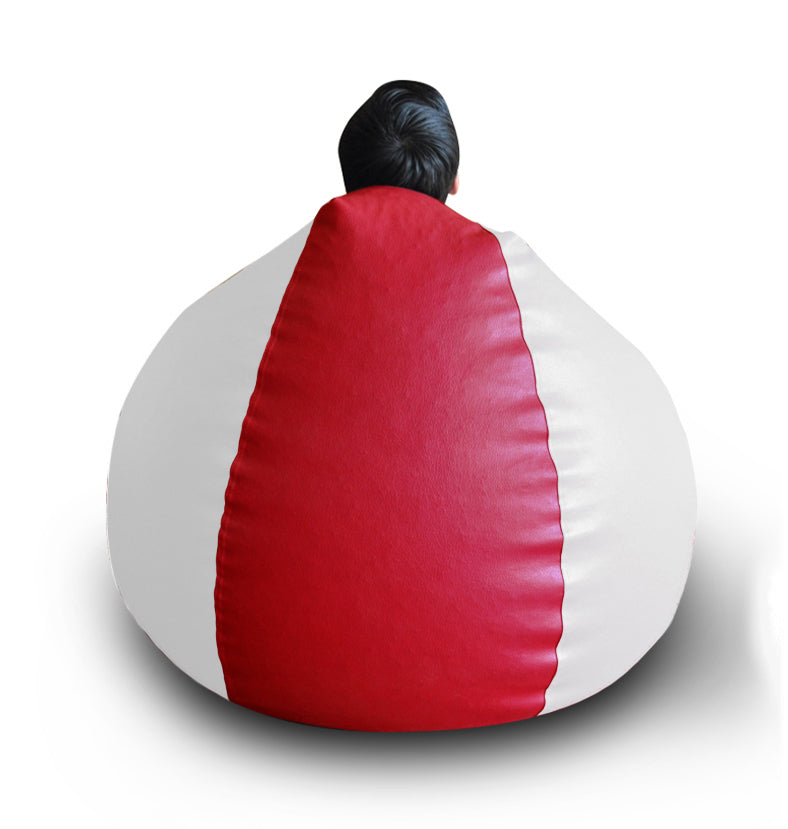 Style Homez Premium Leatherette Classic Bean Bag Size XXL Red White Color, Cover Only