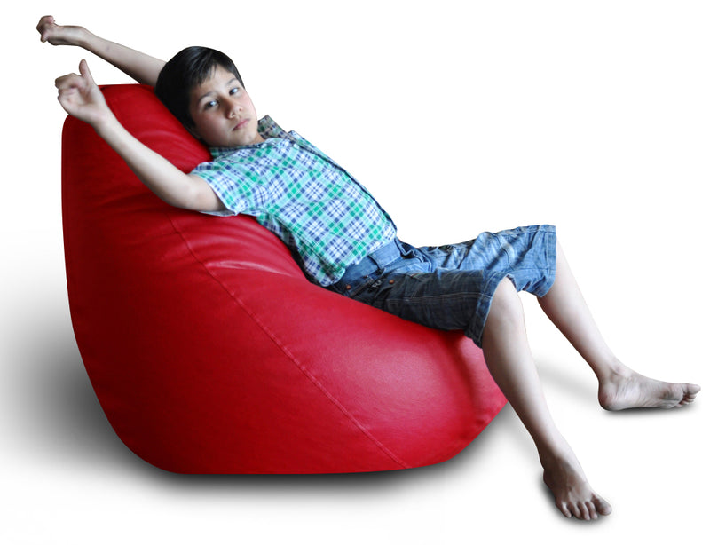 Style Homez Premium Leatherette Classic Bean Bag XXL Size Red Color Filled with Beans Fillers