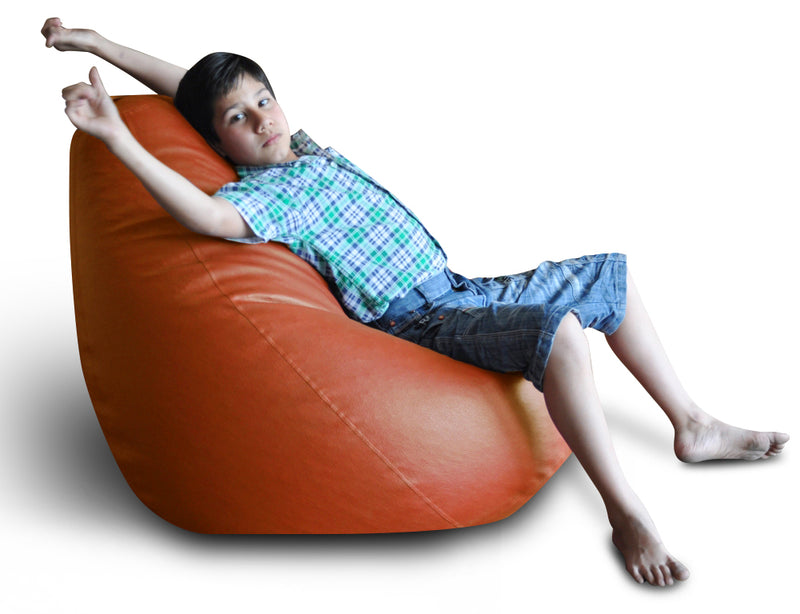 Style Homez Premium Leatherette Classic Bean Bag XXL Size TAN Color Filled with Beans Fillers