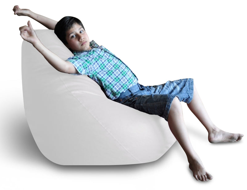 Style Homez Premium Leatherette Classic Bean Bag XXL Size White Color Filled with Beans Fillers