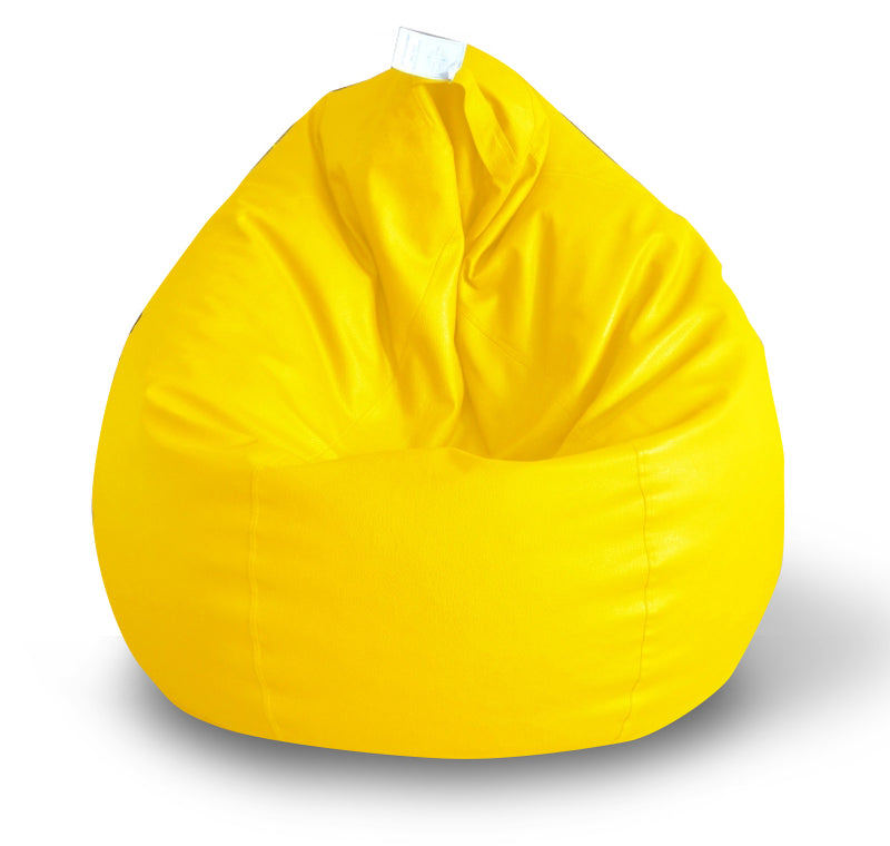 Style Homez Premium Leatherette Classic Bean Bag XXL Size Yellow Color Filled with Beans Fillers
