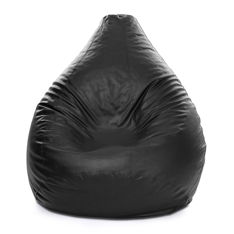 Style Homez Premium Leatherette Classic Bean Bag XXXL Size Black Color Filled with Beans Fillers
