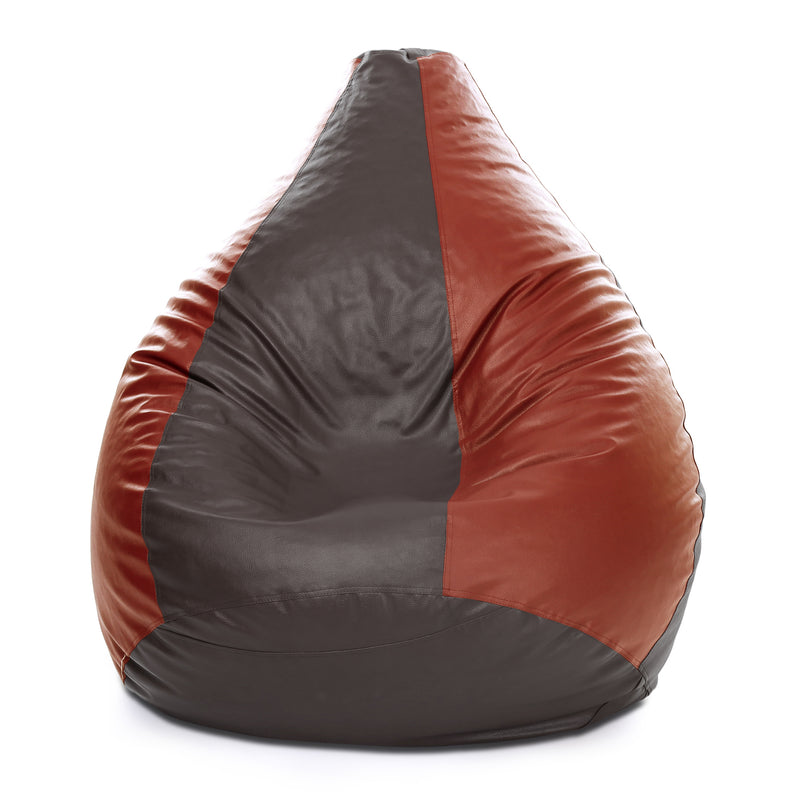 Style Homez Premium Leatherette Classic Bean Bag XXXL Size Brown Tan Color Filled with Beans Fillers