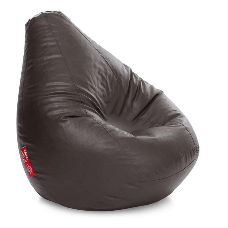 Style Homez Premium Leatherette Classic Bean Bag XXXL Size Chocolate Brown Color Filled with Beans Fillers
