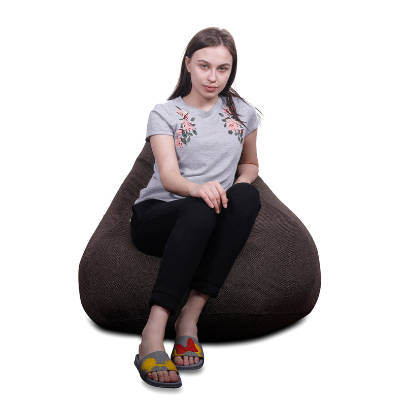 Style Homez ORGANIX Collection, Classic Bean Bag XXXL Size Chocolate Brown Color in Organic Jute Fabric, Filled with Beans Fillers
