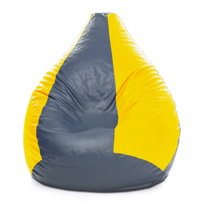 Style Homez Premium Leatherette Classic Bean Bag Size XXXL Grey Yellow Color, Cover Only