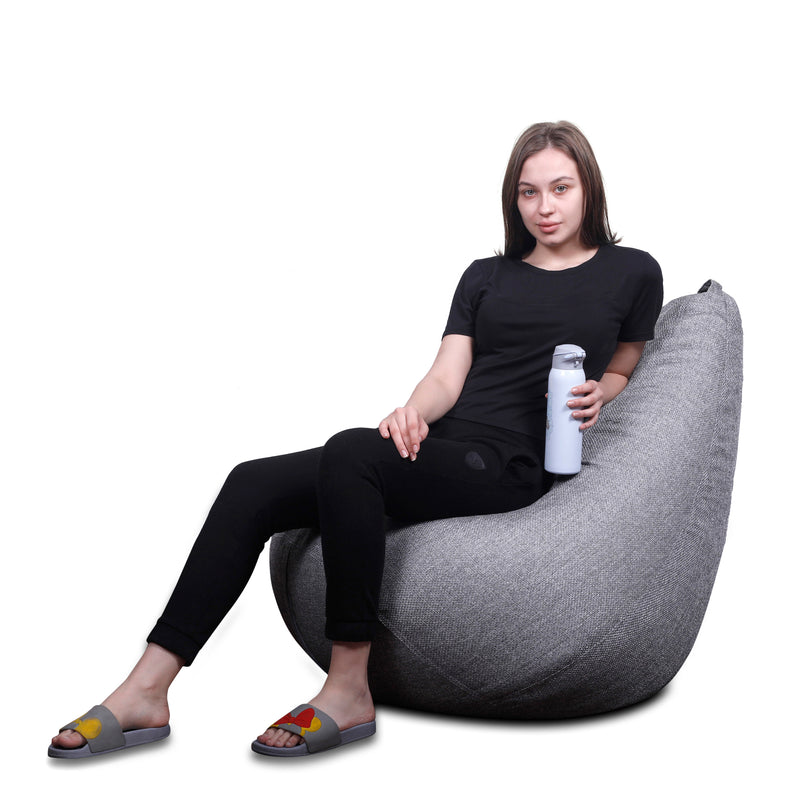 Style Homez ORGANIX Collection, Classic Bean Bag XXXL Size Grey Color in Organic Jute Fabric, Filled with Beans Fillers