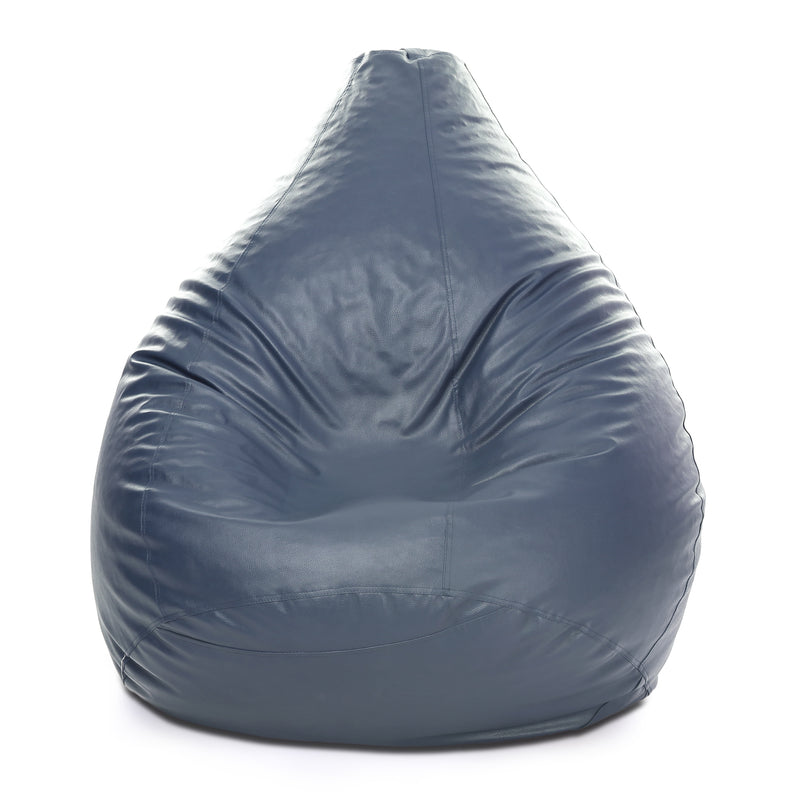 Style Homez Premium Leatherette Classic Bean Bag XXXL Size Grey Color Filled with Beans Fillers