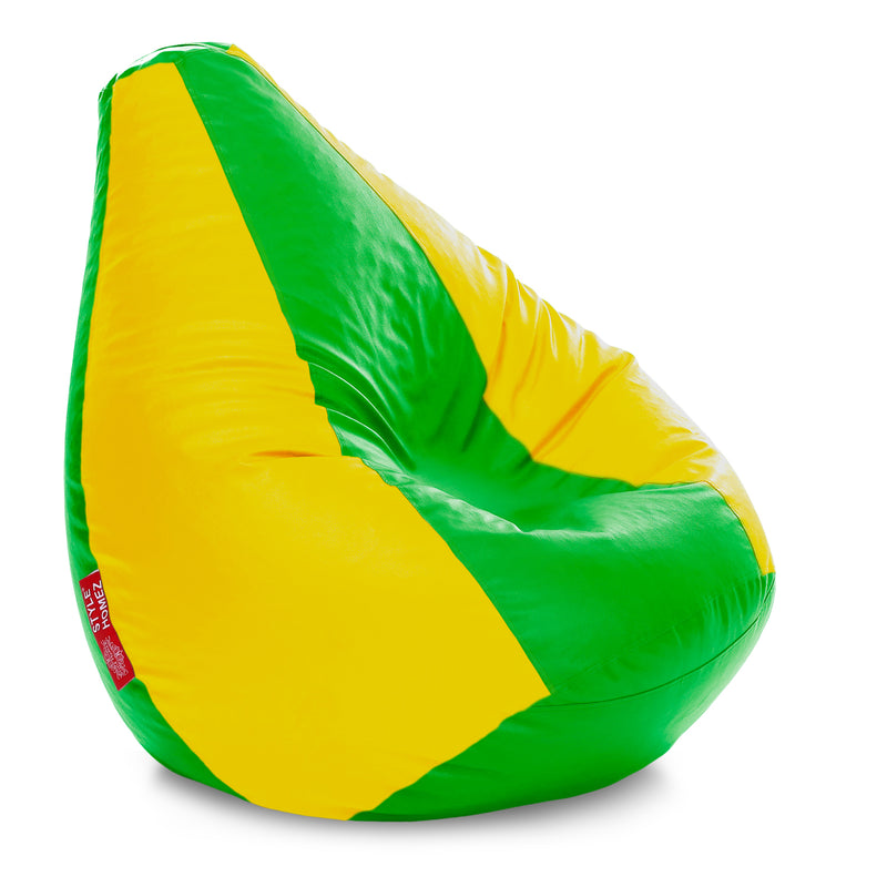 Style Homez Premium Leatherette Classic Bean Bag Size XXXL Green Yellow Color, Cover Only