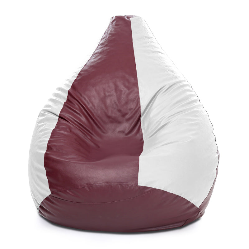 Style Homez Premium Leatherette Classic Bean Bag Size XXXL Maroon White Color, Cover Only