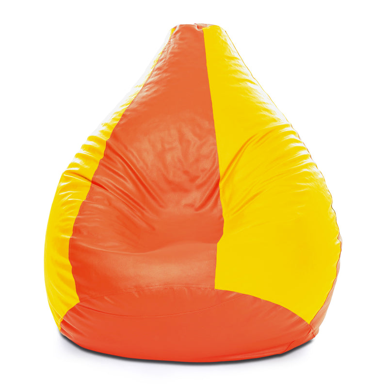 Style Homez Premium Leatherette Classic Bean Bag XXXL Size Orange Yellow Color Filled with Beans Fillers