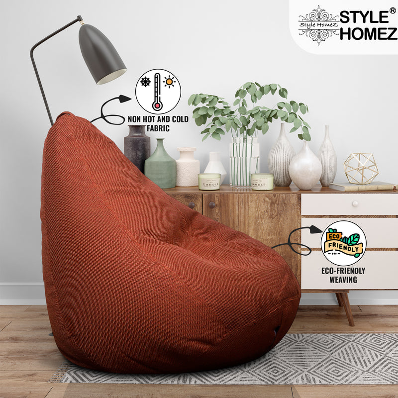 Style Homez ORGANIX Collection, Classic Bean Bag XXXL Size Orange Color in Organic Jute Fabric, Cover Only