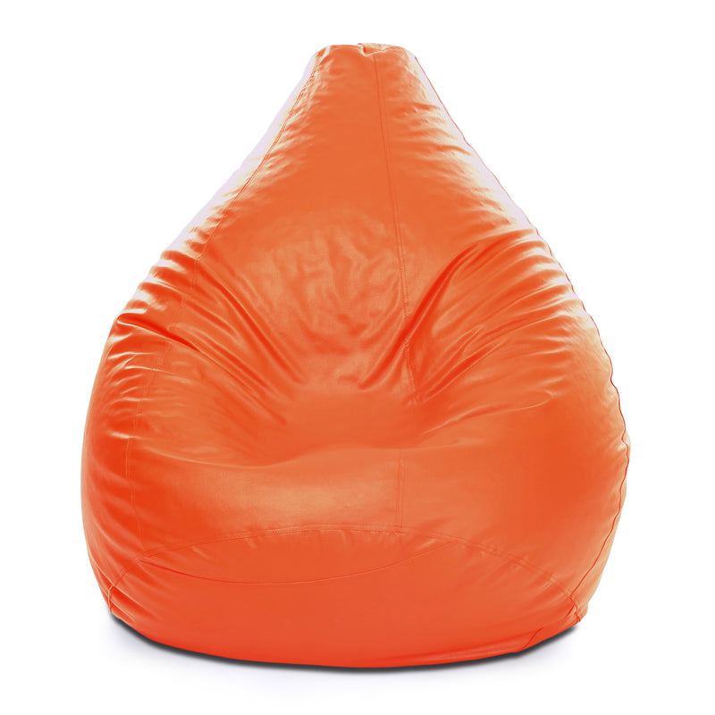 Style Homez Premium Leatherette Classic Bean Bag XXXL Size Orange Color Filled with Beans Fillers