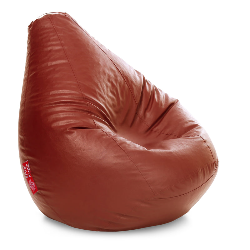 Style Homez Premium Leatherette Classic Bean Bag XXXL Size TAN Color Filled with Beans Fillers