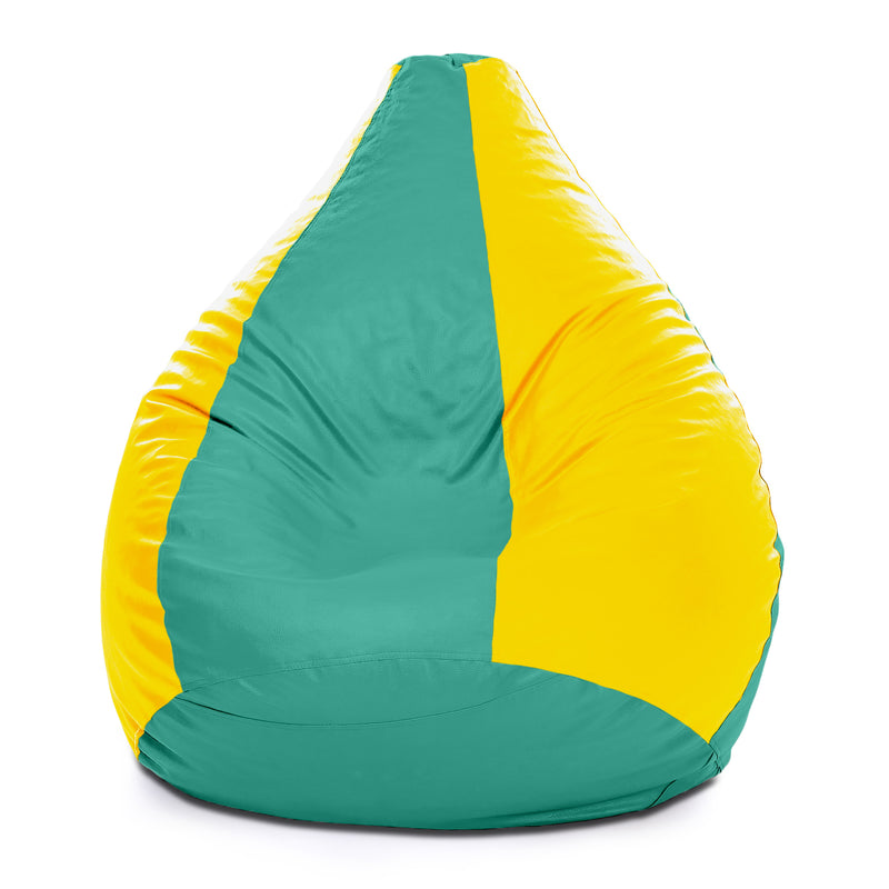 Style Homez Premium Leatherette Classic Bean Bag XXXL Size Teal Yellow Color Filled with Beans Fillers