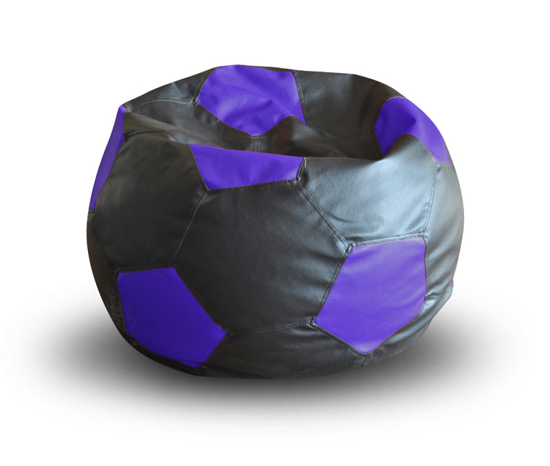 Style Homez Premium Leatherette Football Bean Bag XXL Size Black-Blue Color Filled with Beans Fillers