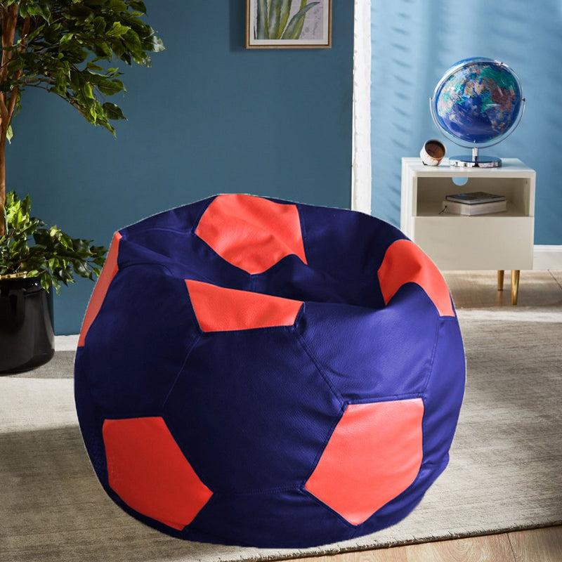 Style Homez Premium Leatherette Football Bean Bag XXL Size Blue-Red Color, Cover Only