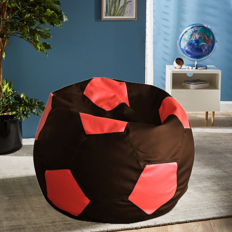 Style Homez Premium Leatherette Football Bean Bag XXL Size Chocolate Brown-Red Color, Cover Only