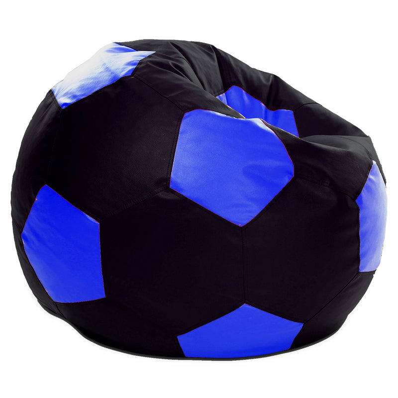 Style Homez Premium Leatherette Football Bean Bag XXXL Size Black-Blue Color, Cover Only