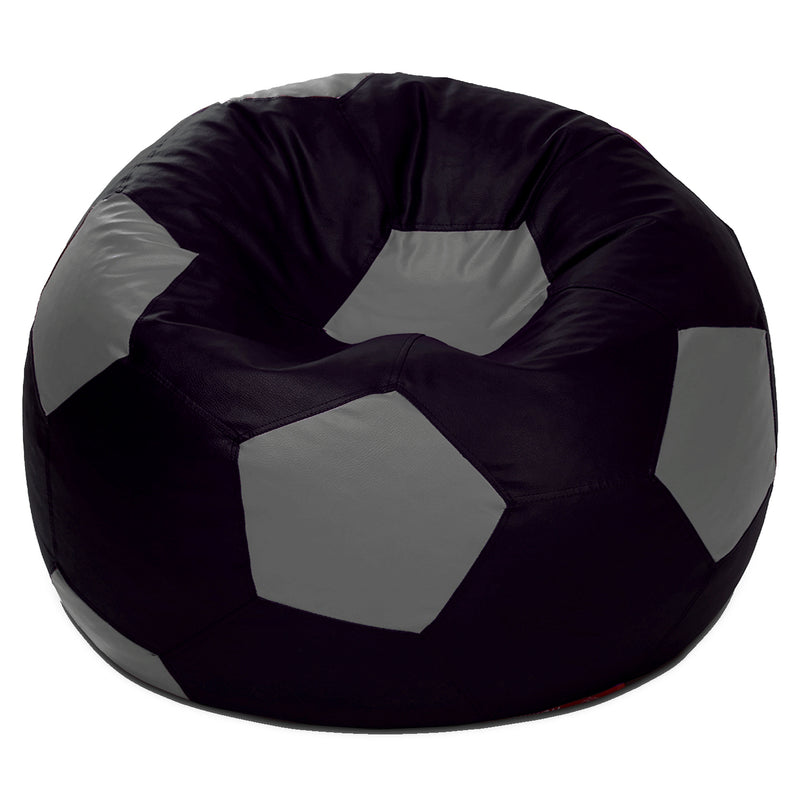 Style Homez Premium Leatherette Football Bean Bag XXXL Size Black-Grey Color, Cover Only