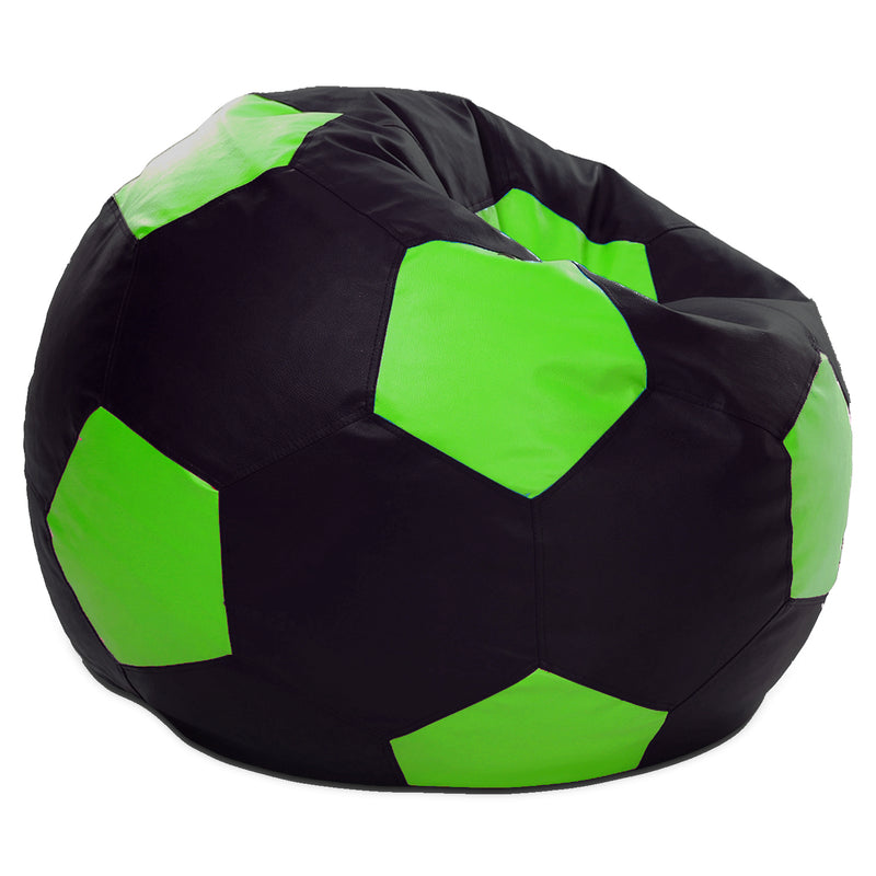 Style Homez Premium Leatherette Football Bean Bag XXXL Size Black-Green Color, Cover Only