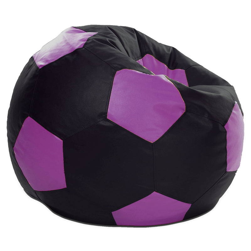 Style Homez Premium Leatherette Football Bean Bag XXXL Size Black-Purple Color, Cover Only