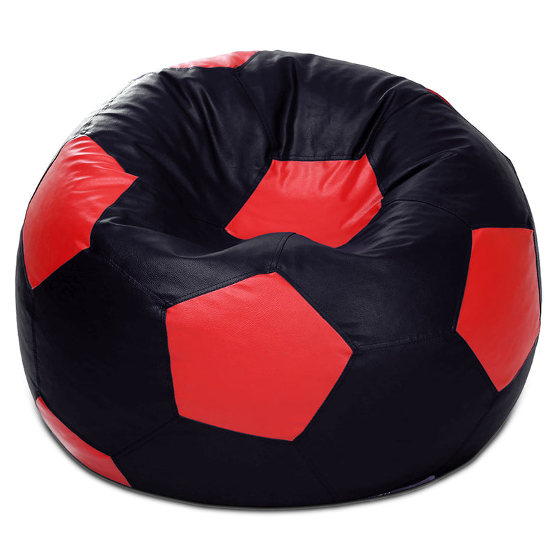Style Homez Premium Leatherette Football Bean Bag XXXL Size Black-Red Color, Cover Only