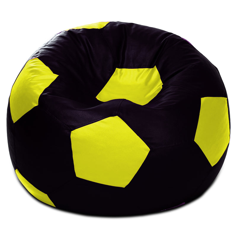 Style Homez Premium Leatherette Football Bean Bag XXXL Size Black-Yellow Color, Cover Only