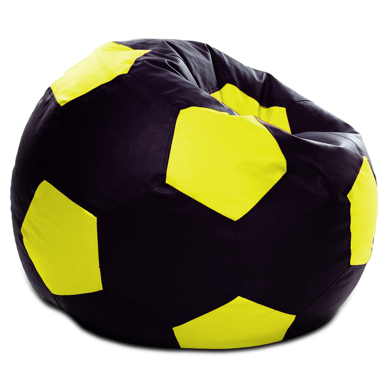 Style Homez Premium Leatherette Football Bean Bag XXXL Size Black-Yellow Color, Cover Only