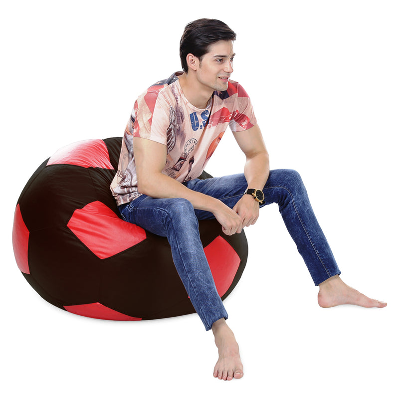Style Homez Premium Leatherette Football Bean Bag XXXL Size Brown-Red Color, Cover Only