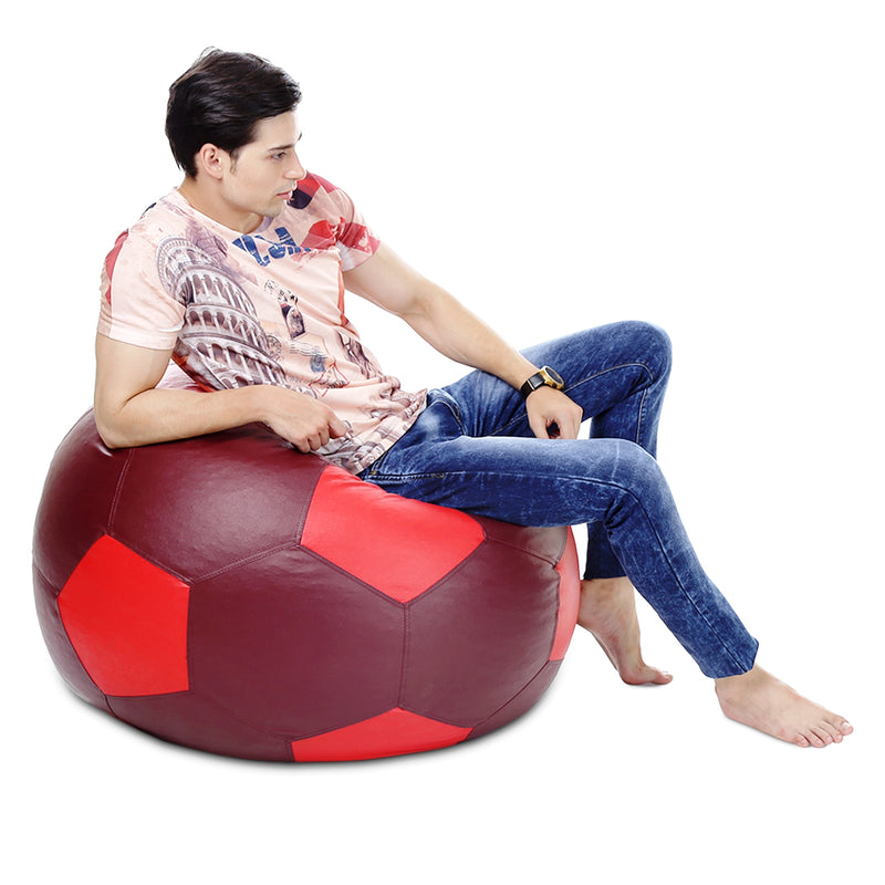 Style Homez Premium Leatherette Football Bean Bag XXXL Size Maroon-Red Color, Cover Only