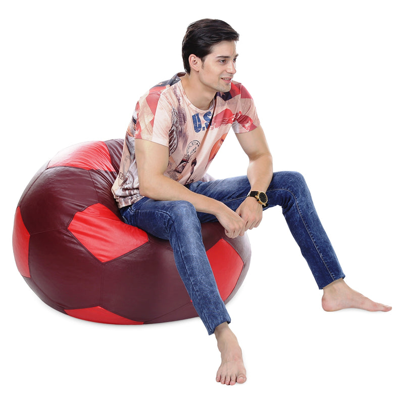 Style Homez Premium Leatherette Football Bean Bag XXXL Size Maroon-Red Color, Cover Only