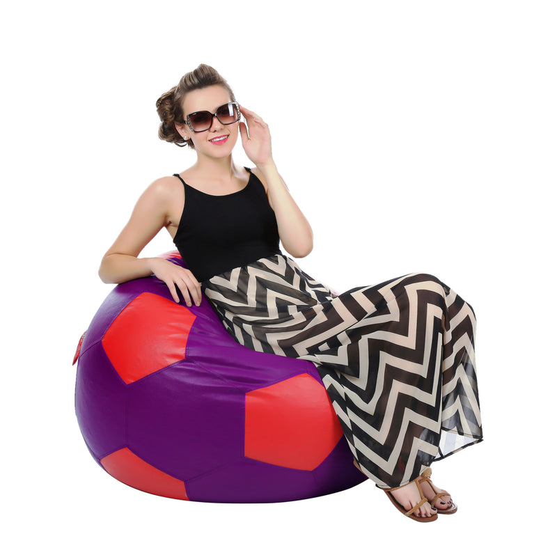 Style Homez Premium Leatherette Football Bean Bag XXXL Size Purple-Red Color, Cover Only