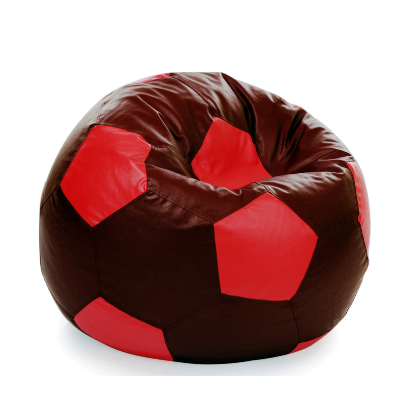 Style Homez Premium Leatherette Football Bean Bag XXXL Size Tan-Red Color, Cover Only