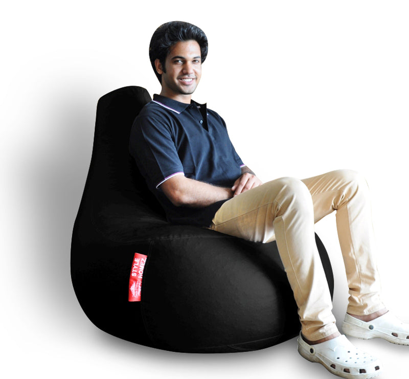 Style Homez Premium Leatherette XXL Bean Bag Gaming Chair Black Color Filled with Beans Fillers