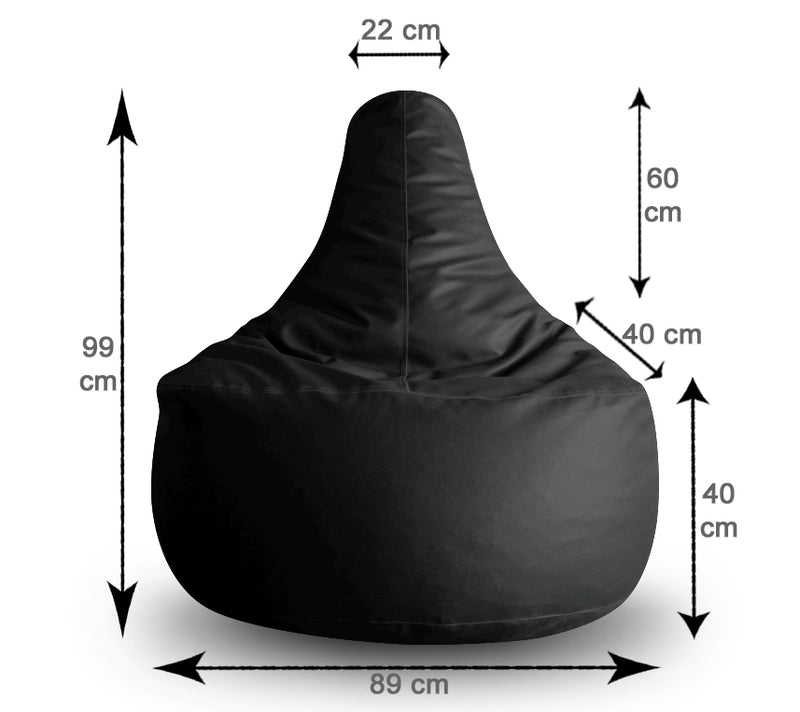 Style Homez Premium Leatherette XXL Bean Bag Gaming Chair Black Color, Cover Only