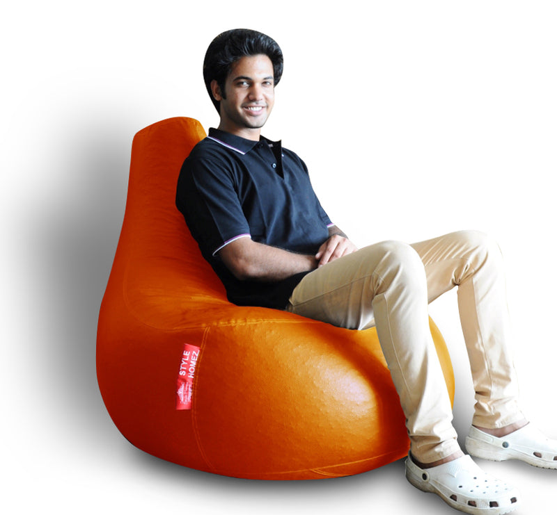 Style Homez Premium Leatherette XXL Bean Bag Gaming Chair Orange Color, Cover Only