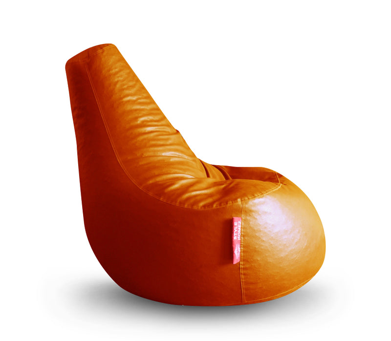 Style Homez Premium Leatherette XXL Bean Bag Gaming Chair Orange Color Filled with Beans Fillers