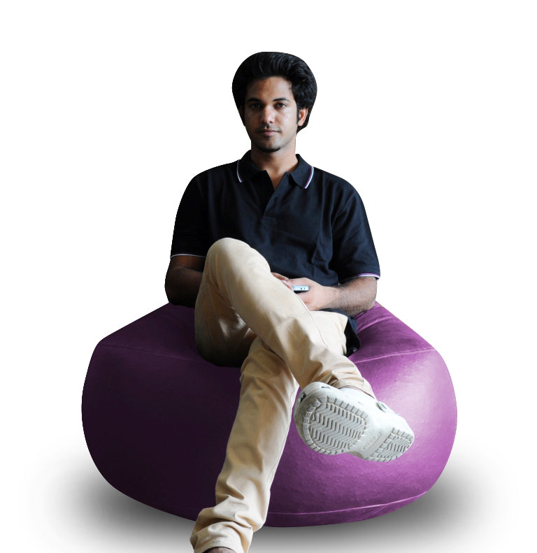 Style Homez Premium Leatherette XXL Bean Bag Gaming Chair Purple Color Filled with Beans Fillers