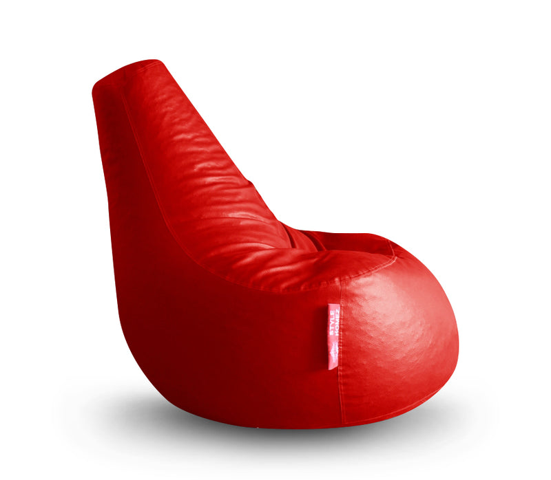 Style Homez Premium Leatherette XXL Bean Bag Gaming Chair Red Color Filled with Beans Fillers