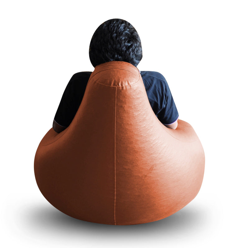 Style Homez Premium Leatherette XXL Bean Bag Gaming Chair Tan Color Filled with Beans Fillers