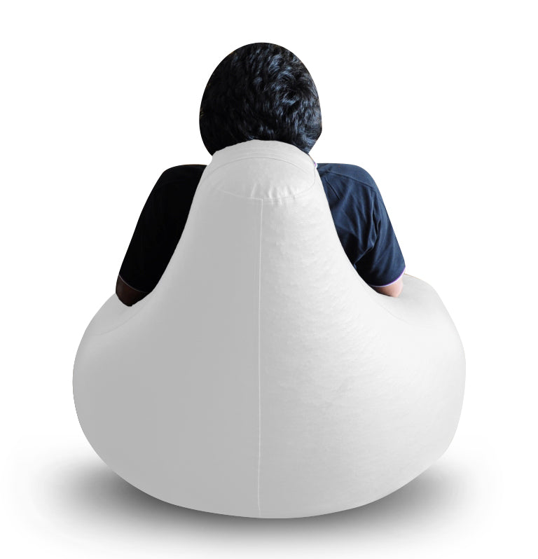 Style Homez Premium Leatherette XXL Bean Bag Gaming Chair Elegant White Color Filled with Beans Fillers